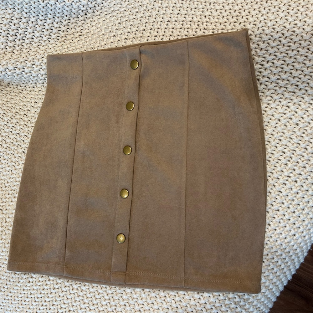 Tan Button-Accent Women's Skirt